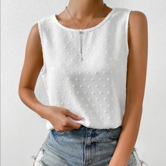 White Swiss dot lace detail blouse - Picture 3 of 5